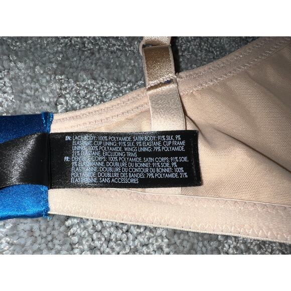 Heidi Klum Bra 34DD 34E Intimates Poolside Affair Blue Lace Satin Underwire NEW - Picture 11 of 13